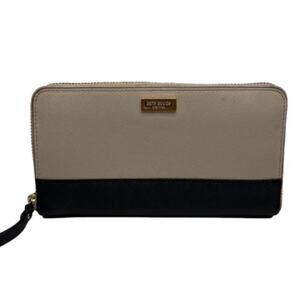 KATE SPADE New York Black and Taupe Zip Around Wallet